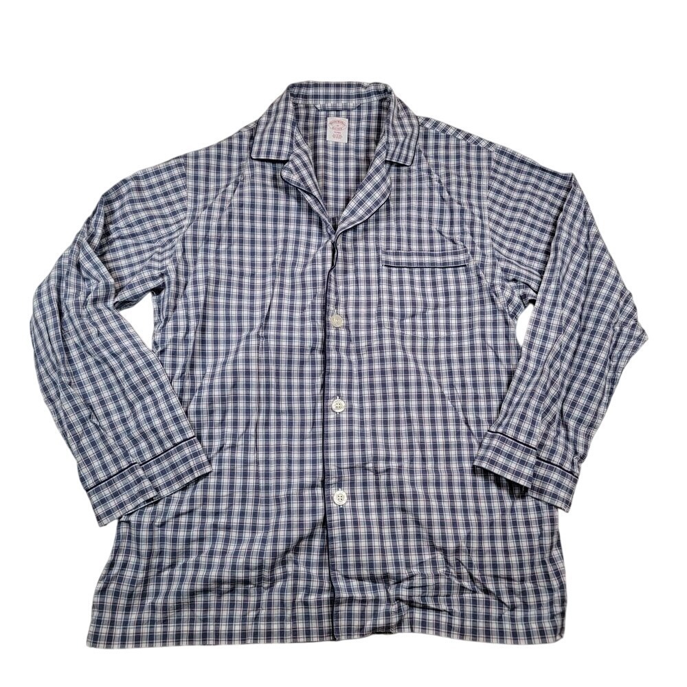 Brooks Brothers Men's Plaid Pajama Top Sz M Medium Cotton Button Up